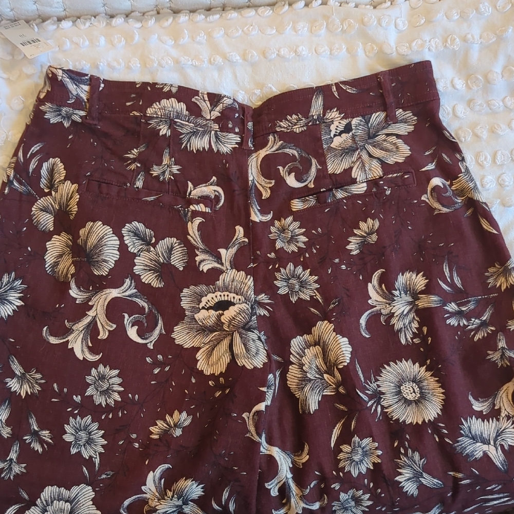 Anthropologie Burgundy Floral Wide Leg Pants - NWT - Picture 7 of 10